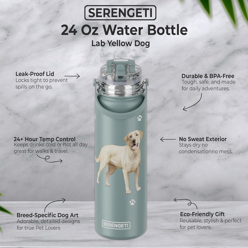 ES Pets SERENGETI 24 Oz Water Bottle Stainless Steel with Spill Proof Lid - Double walled Vacuum Insulated water flask - Realistic 3D Print of your favorite dog (Labrador Yellow) - Image 3
